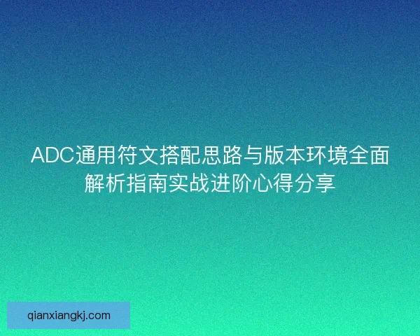 ADC通用符文搭配思路与版本环境全面解析指南实战进阶心得分享